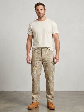 RING OF FIRE Men's Camouflage Cargo Pants - Taupe Green Camo. Size 36